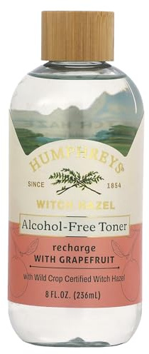 Humphreys Recharge Witch Hazel + Grapefruit Alcohol-Free Toner, Clear, 8 Ounce (Pack of 1)