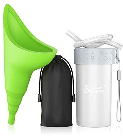 Syarme Urinoir pour Femme, Pisse Debout Réutilisable avec Tube d'extension,Convient pour Les Voyages,Les Festivals,Le Camping,Les Embouteillages Etc.,Comprend Un Sac étanche,Une Tasse étanche