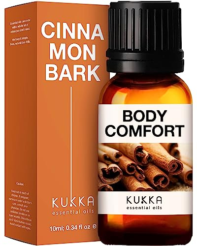 Kukka Cinnamon Bark Essential Oil for Pain Relief - Natural Cinnamon Bark Oil for Health - 100 Therapeutic Grade Essential Oils for Aromatherapy - 10ml