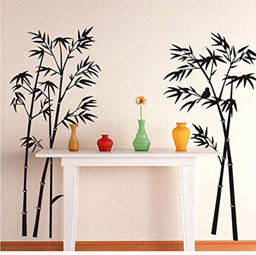 Stickers Muraux En Bambou Noir Stickers Muraux Décoration De La Maison Stickers Muraux Amovibles En Pvc Décoration De Salon 52 * 72Cm Cadeaux De Décoration Créative