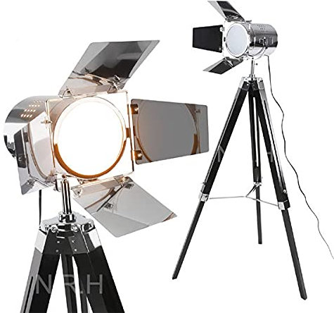 Collectible searchlight Spotlights Tripod Floor lamp Black Screw Tripod Nautical Home Decor and Studio Floor Light