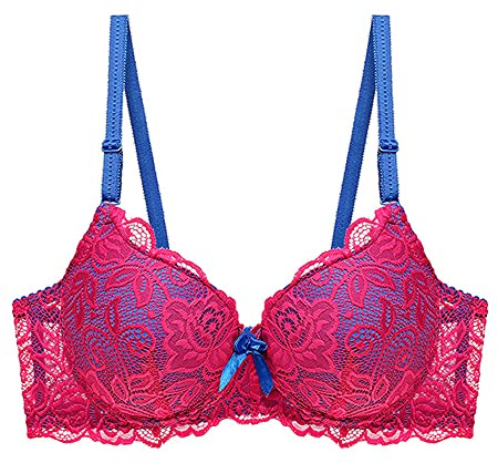 Reggiseno Sexy con Ferretto Imbottito Scollo Profondo Pizzo Coppa Morbida Donna
