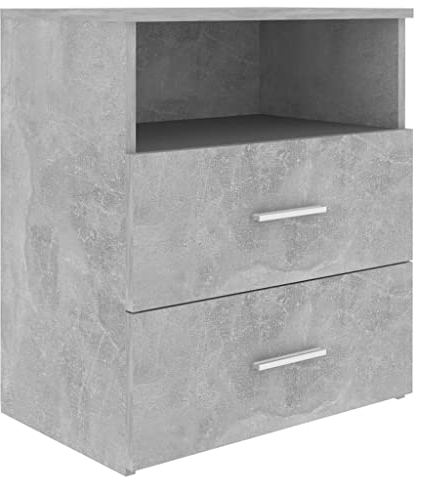 vidaXL Nachttisch mit 2 Schubladen 1 Ablagefläche Nachtschrank Nachtkonsole Nachtkommode Schlafzimmer Schrank Kommode Betongrau 50x32x60cm