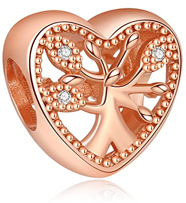 Annmors Charms Love Tree Herz Anhänger S925 Sterling Silber Sparkling Bead with Cubic Zirconioa für Europäische Armbänder und Halskette,Schmuck Geschenk für Damen Herren