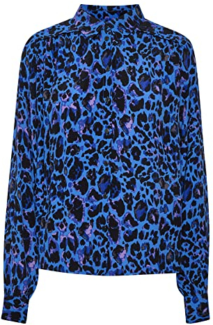 Part Two Damen Vernapw Sh Regular Fit Long Sleeve Shirt, Blue Mütze Leo Print, 48
