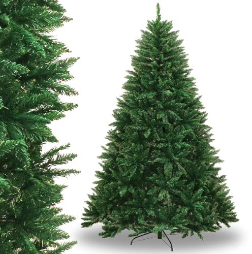 Albero di Natale 180 cm, Realistico e Super Folto, 1100 Rami con Apertura ad Ombrello, Abete Verde Premium, Artificiale, Facile da Montare, Ignifugo in PVC con Base Robusta in Metallo