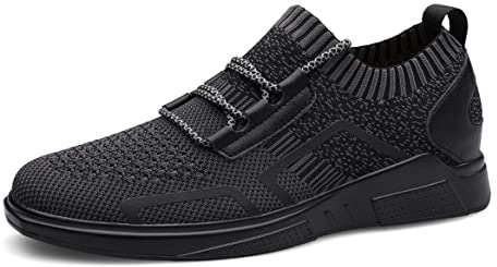 VIBLiSS Herren-Aufzugsschuhe, 3,14 Zoll Größer, Unsichtbare Höhe, Hebeschuhe, Lässige Wanderschuhe, Leichte, Modische Sportschuhe,Black 8cm,41 EU