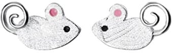 Genuine Fashion 925 Sterling Silver Charms Animal Mouse Stud Earring For Women Silver 925 Earrings Jewelry Gift
