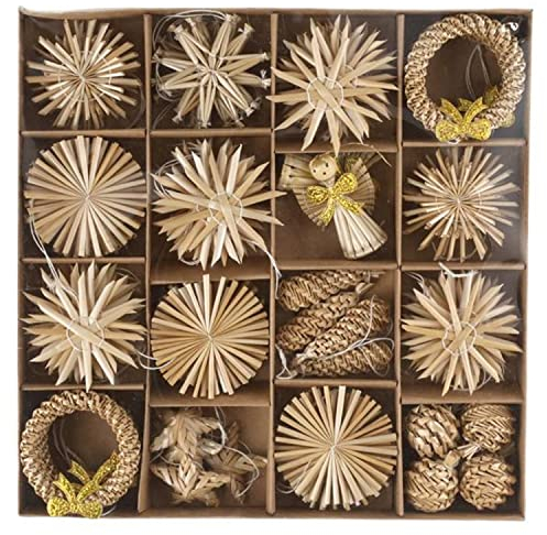 Geschenkestadl Stück Strohsterne Christbaumschmuck 6 cm Weihnachtsänhäger Stroh Natur, Ø 6 cm