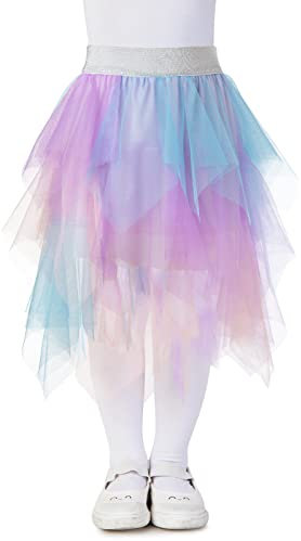 Tüllrock für Mädchen Elastischer Bund, Unregelmäßiges Tutu Tütü Rock mit Unterrock,Tüllrock für Kinder Teenager Erwachsene für Tanz Party Kostüm Prinzessin(Weiß+rot+grün,L)