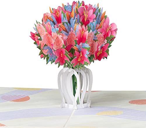 Sweetpopup® 3D Pop Up Karte Glückwunschkarte Geschenkkarte Glückwunsch Geburtstag Jahrestag Hochzeit Verlobung Muttertag Danksagung | Klappkarte Blumen 084