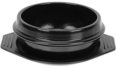 Cabilock Integrated Moulding Technology Korean Ceramic Stew Pot with Tray High Temperature Resistant Cooking Pot for Bibimbap Soup Home Kitchen Cookware