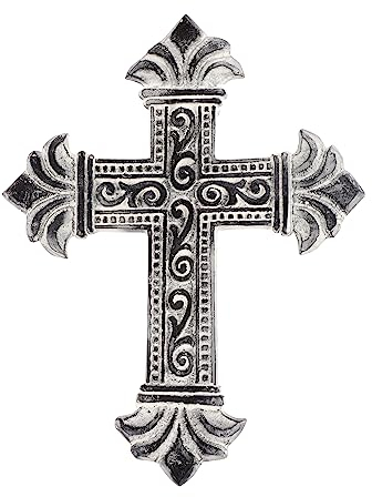 ARDOUR Weißes Wandkreuz im Used-Look für Heimdekoration. Dekorative Kreuze aus Metall, 17,8 x 22,9 cm
