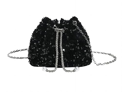 CrossBody Bag Glitzer Pailletten Damen Clutch Glitzer Umhängetasche Kleine Pailletten Handtasche Schultertasche Kette Tasche für Hochzeit Date Night Abendparty Party