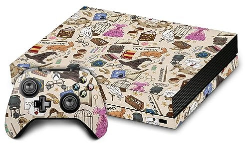 Head Case Designs Offizielle Harry Potter Hogwarts Muster Grafiken Vinyl Haut Gaming Aufkleber Abziehbild Abdeckung kompatibel mit Xbox One X Console and Controller Bundle