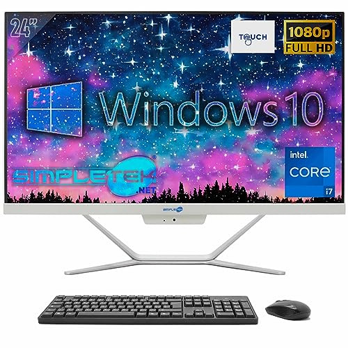 SIMPLETEK - All in One Touch Core i7 8GB RAM SSD 240GB Windows 10 | Integrierte Webcam 2K AiO Computer mit Touchscreen