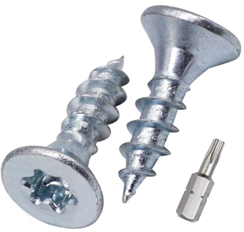 SKIR'CO (100 Stück) Holzschrauben aus verzinktem Stahl, 4,5 x 16 mm, Torx Kopf, Senkkopf, Spanplattenschrauben, Vollgewinde