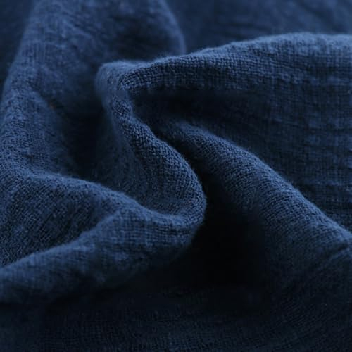 200cm x 130cm Stoffe Stoff aus Baumwolle und Leinen,Dünner Leinenstoff,Stoff Fabric Meterware,Fabric zum Nähen,Dekostoff für DIY Basteln Kleidungsdekoration Tischdekoration,Dunkelblau