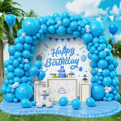 Roxistar Luftballons Blaue, 143 Stück 5 10 12 18 Zoll Matte Hellblaues Himmelblaue Helium Latex Luftballon Ballonbogen Girlande Kit für Frauen Männer Geburtstag Babyparty Brautdusche Abschlussfeier