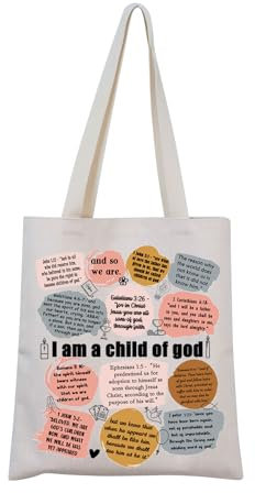 Tragetasche mit Bibelvers, religiöses christliches Geschenk, I am a Child of God, Tasche für Patenkind, Patentochter, Taufgeschenk, Tragetasche mit Bibelvers