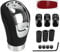 JNNJ Leder Auto Schaltknauf, Auto 5 6 Gang Schaltknauf, Schalthebel Mit 3 Adaptern, Manueller Schaltknauf-Adapter, Für Manuelles Auto Schaltgetriebe(Schwarz)