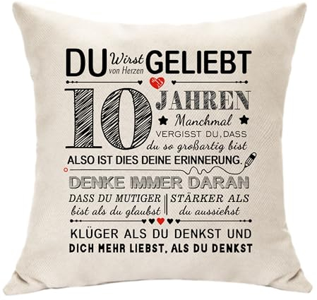 Geschenke zum 10. Geburtstag Deko Geschenke für 10 Jahren Mädchen Jungen, Geburtstagsgeschenke für 10 Jahren Kinder von den Eltern Geburtstag Andenken Quadratische Kissen Taille Kissenbezug (10.)