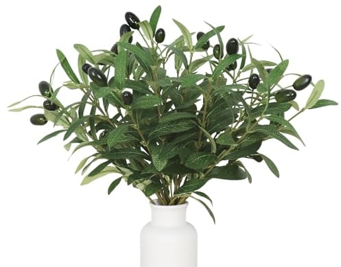 Betylifoy Ramas de Olivo Artificiales 10 Piezas Tallos de Ramas de Olivo de Imitación Tallos de Vegetación Artificial de Olivo Falso para Jarrones Centros de Mesa Ramos de Boda Decoración del Hogar
