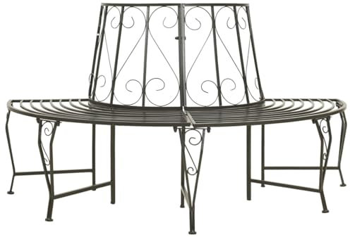 LAPOOH Garten-Baumbank, Gartenbänke, Sitzbank Outdoor, Parkbank, Garten Bank Für Draussen, Outdoor Deko Wetterfest, Halbrund 160 cm Stahl