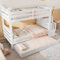 Cama Infantil 90x200 con Cama Nido,litera 90x200 con Escalera con Espacio de Almacenamiento Lateral,Cama Alta 90x200 con Rejilla anticaídas,Cama litera Matrimonio anticaídas,Pino + MDF,Blanco