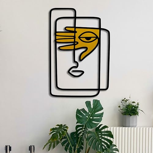 KAWA METALWORKS Face Metal Line Art, abstrakte Picasso-inspirierte minimalistische Wandskulptur, moderner Stil, Heimdekoration für moderne Innenräume