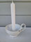 Arinosa Kerzenhalter Tasse Shabby Weiß Metall D10xH7cm + 3cm für Stabkerzen