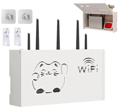 Generico Wifi Router Storage Box, Wall Mounted Router Hider Box, Remote Control Organizer, No Drilling Router Rack, Space Saving Wifi Box for TV Set Top Boxes, Remote Controls