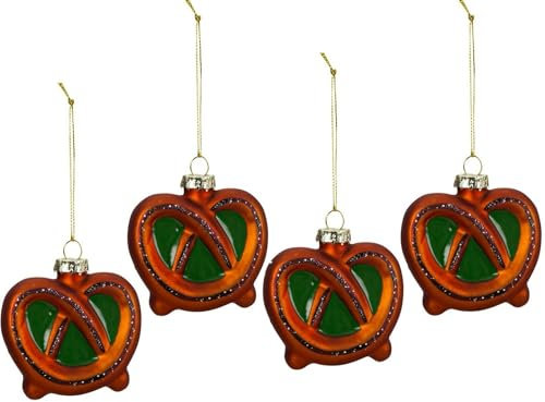 4 Stück Brezeln Baumanhänger 7,5cm Weihnachtsanhänger Christbaumschmuck Traditionell Dekoration
