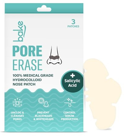 BAKE Nose Strips For Pore Cleansing & Blackheads Removal | Hydrocolloid Nose Strips For Control Sebum Production (3 Strips)