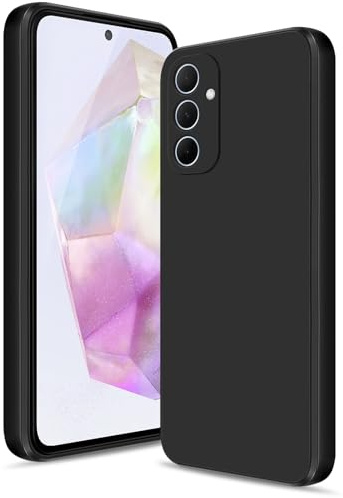 Btstring Coque pour Samsung Galaxy A35, Silicone, Noir | Protection de Caméra, Mince Antichoc, Microfibre Douce Anti-Rayures