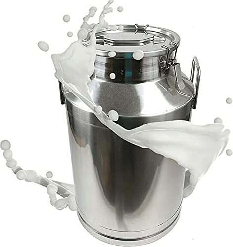 CWCQGH Milchkannen für den Bauernhof, Weineimer aus Edelstahl, Milchbehälter, Milchtransportfässer mit silikonversiegeltem Deckel zur Lagerung von Flüssigkeiten wie Milch und Wein,24L