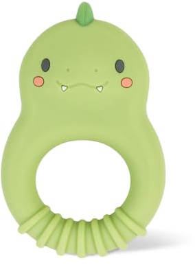 Tiger Tribe Silicone Dino Teether - Dinosaur Teething Buddy, Newborn Teethers, Gifts for Babies, Made from Non-Toxic Food-Grade Silicone, Dishwasher Safe, Age 0 + Months Old