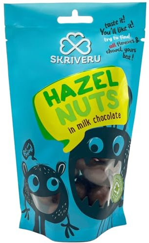 Skrīveru Hazelnuts in Milk Chocolate 120g – Crunchy Roasted Nuts Coated in Smooth, Creamy Belgian Cocoa for a Deliciously Satisfying Treat