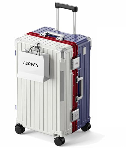 LEOVEN Maleta de Viaje Rígida, 3:7 Gran Apacidad, LS-8119 PC Maleta de Cabina, Portavasos Plegable, USB, 360° Silencioso con Freno y Amortiguador, TSA Cerradura, con Compartimento Impermeable