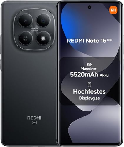 XIAOMI Redmi Note 15 5G Smartphone 8 + 256 Go – Design ultra fin, étanchéité IP66, appareil photo 108 MP, écran FHD+ 6,77, noir