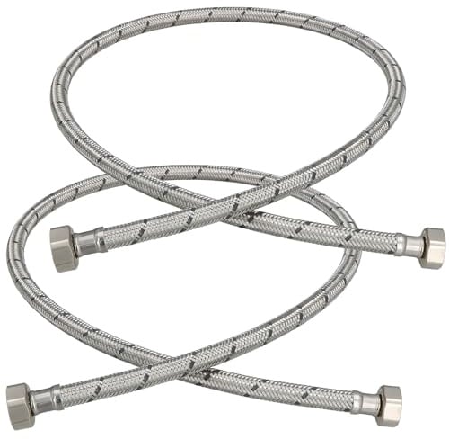 KOTARBAU® Flexschlauch 1/2“ x 1/2“, Wasserschlauch, Panzerschlauch 110 cm | 2er Set, Anschlussschlauch für Armatur, Schlauch Für Wasserhahn, Edelstahlummantelt, Silber