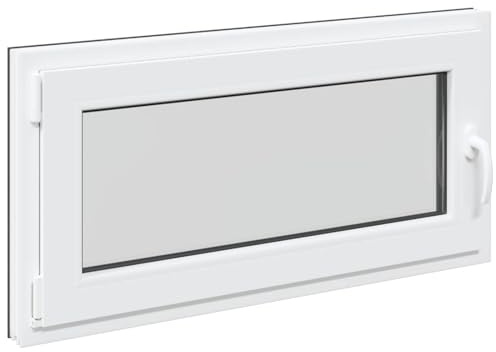 Kellerfenster RISOR Anthrazit 100 x 50 cm PVC und Glas, Modernes Untergeschossfenster Design, Langlebige PVC-Glas-Konstruktion, Energieeffizient, Wärmedämmung, Schallisolierung, Drehbare Funktion