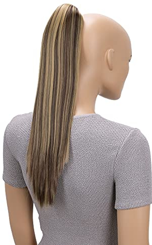 CAISHA 50cm Clip on Zopf Haarteil Pferdeschwanz Haarverlängerung Kunsthaar Glatt Braun Blond Mix H157