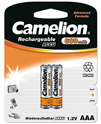 2X Camelion Akku AAA 600 mAh Micro NiMH schnellladefähig, ohne Memoryeffekt