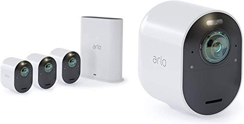 Arlo Ultra Wireless Outdoor Home Security Camera System CCTV, 6-month battery, Alarm, Colour Night Vision, Weatherproof, 4K, 2-Way Audio, 4 Camera kit, With free trial of Arlo Secure Plan