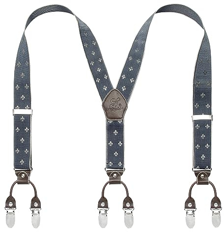 KANGDAI Rindsleder Hosenträger für Herren Breit Y Style 3.5 CM Mit Sehr 6 Starke Metall Clip Durable Elastic Verstellbare Hosenträger Geschenkbox für Herren und Damen