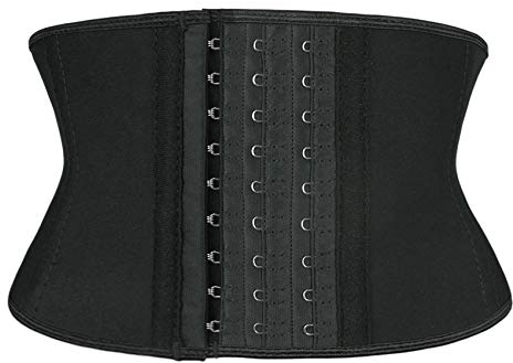 Atbuty Super kurzer Torso Taille Trainer Cincher Korsett Bauchformer Bauchweg Latex Trimmer Mieder, Schwarz (17,8 cm kurzer Torso, 9 Stahlknochen), Small