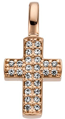 Jobo Damen Anhänger Kreuz 585 Gold Rotgold 26 Diamanten Brillanten 0,08ct.