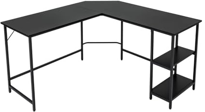 GIANTEX Schreibtisch Eckschreibtisch Computertisch in L-Form PC-Tisch Gaming Tisch Industrial Design Bürotisch Ecktisch Arbeitstisch Winkelschreibtisch für Büro Arbeitszimmer (schwarz)