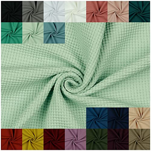 VmG-Store Waffel-Jersey Meterware Waffelpique Waffel Stoff 95% Baumwollstoff 5% Elasthan Tex 100 (50 x 145cm, 015 I Hellgrün)